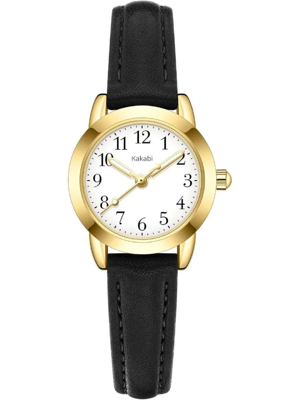 Women's Black White Vintage Analog Slim Leather Strap Quartz Movement Wristwatch